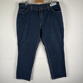 古着 カーハート Carhartt デニムパンツ ワーク 5ポケット テーパード ジーンズ ジーパン 色落ち ボタンフライ w42 L32 ブルー メンズ 【中古】
