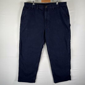 古着 カーハート Carhartt ワークパンツ ダック ペインター ワンポイントロゴ 裏地ライナー付き w44 L34 ネイビー メンズ 【中古】