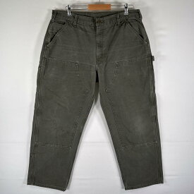 古着 カーハート Carhartt ワークパンツ ダッグ地 ペインター ワンポイントロゴ ダブルニー 作業着 w38 L30 オリーブ メンズ 【中古】