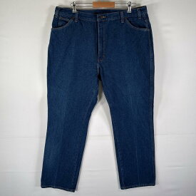 古着 ディッキーズ Dickies デニムパンツ 5ポケット ワーク ストレート ボタンフライ ヒゲ 色落ち w42 L32 ブルー メンズ 【中古】