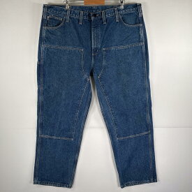 古着 カーハート Carhartt デニムパンツ ペインターパンツ 大きいサイズ ワンポイントロゴ ダブルニー ワーク w46 L32 ブルー メンズ 【中古】