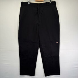 古着 ディッキーズ Dickies ワークパンツ ダブルニー ジッパーフライ サイドポケット 作業着 センタープレス w40 L34 ブラック メンズ 【中古】