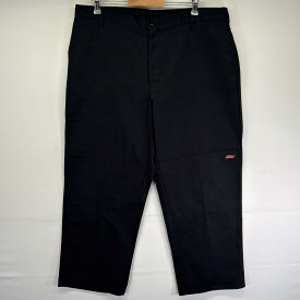 古着 ディッキーズ Dickies ワークパンツ ダブルニー チノパン ジッパーフライ 作業着 センタープレス w40 L30 ブラック メンズ 【中古】