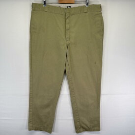 古着 ディッキーズ Dickies ワークパンツ 874 テーパード ワンポイントロゴ ジッパーフライ 作業着 w42 L32 ベージュ メンズ 【中古】