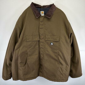古着 カーハート Carhartt ナイロンダックジャケット フルジップ 中綿 カバーオール 大きいサイズ ワーク ワンポイントロゴ ブラウン系 メンズ 【中古】