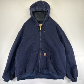 古着 カーハート Carhartt ワークジャケット ダック アクティブジャケット 大きいサイズ パーカー 中綿 3XL ネイビー メンズ 【中古】