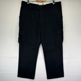 古着 ディッキーズ Dickies ワークパンツ カーゴパンツ レギュラーストレート 大きいサイズ ワンポイントロゴ w40 L30 ブラック メンズ 【中古】