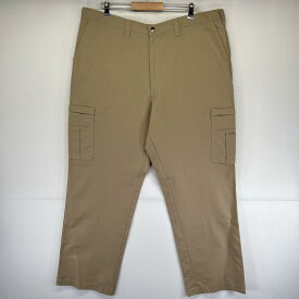古着 ディッキーズ Dickies ワークパンツ カーゴ ワンポイントロゴ 長ズボン ジッパーフライ w42 L34 ベージュ メンズ 【中古】