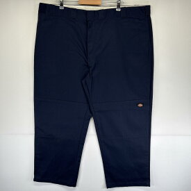 古着 ディッキーズ Dickies ワークパンツ ダブルニー ルーズフィット ジッパーフライ ワンポイントロゴ w48 L30 ネイビー メンズ 【中古】