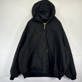 古着 カーハート Carhartt アクティブジャケット フルジップ ワーク ワンポイントロゴ パーカー 大きいサイズ 3XL ブラック メンズ 【中古】