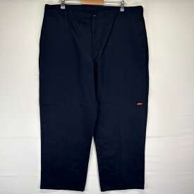 古着 ディッキーズ Dickies ワークパンツ ワンポイントロゴ 長ズボン 大きいサイズ ダブルニー チノパン w42 L30 ネイビー メンズ 【中古】