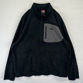 古着 ザ・ノースフェイス THE NORTH FACE ハーフジップフリースジャケット トレーナー ワンポイントロゴ 大きいサイズ アウトドア XXL ブラック メンズ 【中古】