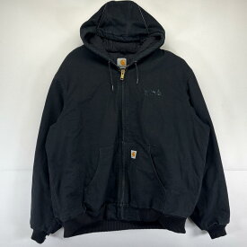 古着 カーハート Carhartt USA製 ワークジャケット 大きいサイズ アクティブジャケット ワーク ワンポイントロゴ 2XL ブラック メンズ 【中古】