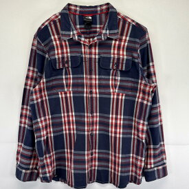 古着 ザ・ノースフェイス THE NORTH FACE 長袖シャツ 大きいサイズ チェック柄 胸ポケット アウトドア 2XL レッド メンズ 【中古】