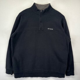 古着 コロンビア Columbia スウェット 大きいサイズ ハーフジップ トレーナー アウトドア ワンポイントロゴ 2XL ブラック メンズ 【中古】