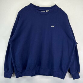 古着 リーバイス Levi's スウェット 大きいサイズ クルーネック トレーナー ワンポイントロゴ刺繍 プルオーバー 2XL ネイビー メンズ 【中古】