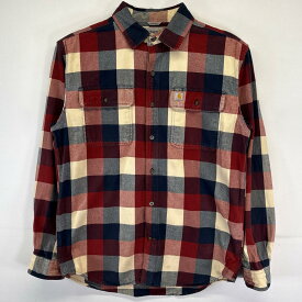 古着 カーハート Carhartt 長袖シャツ ネルシャツ ワンポイントロゴ ブロックチェック柄 ワーク M マルチカラー メンズ 【中古】