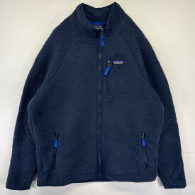 古着 パタゴニア patagonia フルジップフリースジャケット パイルフリースジャケット ワンポイントロゴ アウトドア 大きいサイズ XL ネイビー系 メンズ 【中古】