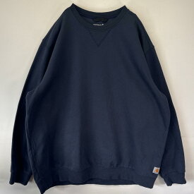 古着 カーハート Carhartt スウェット トレーナー ワンポイントロゴ 大きいサイズ クルーネック プルオーバー 3XL ネイビー メンズ 【中古】