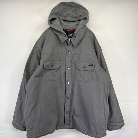 古着 ディッキーズ Dickies ワークジャケット ダック レイヤード 中綿 パーカー フルジップ ワンポイントロゴ 3XL グレー系 メンズ 【中古】
