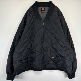 古着 ディッキーズ Dickies ナイロンジャケット キルティング 中綿ワークジャケット ブルゾン 大きいサイズ フルジップ 4XL ブラック メンズ 【中古】