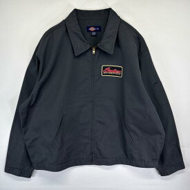 古着 ディッキーズ Dickies ワークジャケット フルジップ プリントデザイン モーターサイクル 大きいサイズ 2XL ダークグレー系 メンズ 【中古】