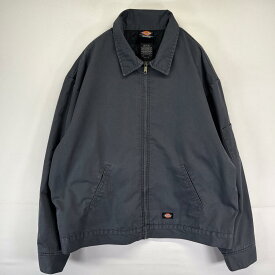 古着 ディッキーズ Dickies ジャケット ワークジャケット フルジップ 大きいサイズ ワンポイントロゴ 2XL グレー系 無地 メンズ 【中古】