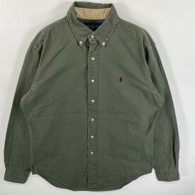 古着 ポロバイラルフローレン Polo by Ralph Lauren 長袖シャツ ロゴ刺繍 ワンポイント M カーキ メンズ 【中古】