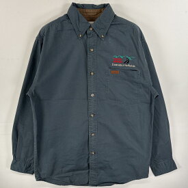 古着 カーハート Carhartt 長袖シャツ ボタンダウンシャツ ワークシャツ ワンポイント ロゴ レザーパッチ S ネイビー系 無地 メンズ 【中古】