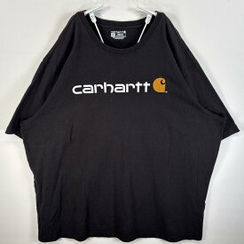 古着 カーハート Carhartt 半袖Tシャツ ラバープリント ロゴ 大きいサイズ クルーネック 3XL ブラック メンズ 【中古】