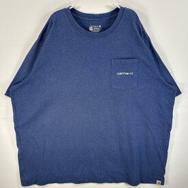 古着 カーハート Carhartt 半袖Tシャツ 両面 ラバープリント ロゴ 大きいサイズ クルーネック 4XL ブルー系 メンズ 【中古】