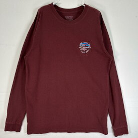 古着 パタゴニア patagonia 長袖Tシャツ 両面 ラバープリント クルーネック M ワインレッド 無地 メンズ 【中古】