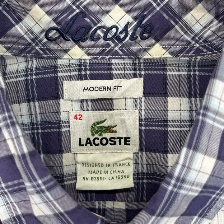 楽天市場】古着 ラコステ LACOSTE 長袖シャツ チェック ワンポイント 