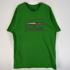 古着 パタゴニア patagonia 半袖Tシャツ プリント ロゴ 肉厚 クルーネック L グリーン 無地 メンズ 【中古】
