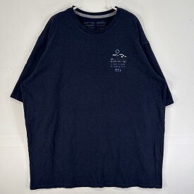 古着 パタゴニア patagonia 半袖Tシャツ 両面 プリント クルーネック 肉厚 アウトドア L ネイビー 無地 メンズ 【中古】