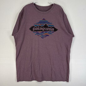 古着 パタゴニア patagonia 半袖Tシャツ プリント アウトドア クルーネック L パープル 無地 メンズ 【中古】