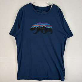 古着 パタゴニア patagonia 半袖Tシャツ プリント アニマル クマ クルーネック M ネイビー 無地 メンズ 【中古】