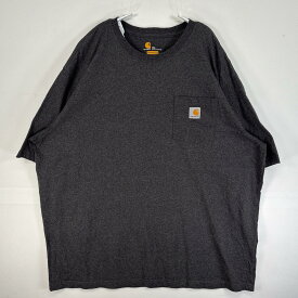 古着 カーハート Carhartt 半袖Tシャツ ワンポイント ロゴ 胸ポケ 大きいサイズ 肉厚 2XL ブラック 無地 メンズ 【中古】
