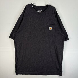 古着 カーハート Carhartt 半袖Tシャツ ワンポイント ロゴ 胸ポケ 肉厚 L ブラック 無地 メンズ 【中古】