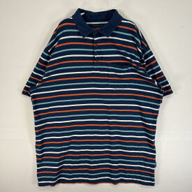 古着 パタゴニア patagonia 半袖 ポロシャツ ボーダー 大きいサイズ ワンポイント ロゴ XL ネイビー マルチカラー メンズ 【中古】