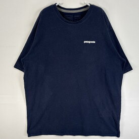 古着 パタゴニア patagonia 半袖Tシャツ 両面プリント アウトドア 肉厚 フェード L ネイビー 無地 メンズ 【中古】