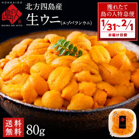 【1月31日～2月1日お届け】うに 北方四島産 天然生エゾバフンウニ 80g【送料無料】北海道 生うに 塩水 パック 雲丹 バフンウニ 海鮮 海産物 食べ物 食品 お取り寄せグルメ ミョウバン不使用 ギフト 秋グルメ