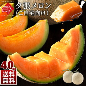 【先行予約】夕張メロン 4.0kg(2-3玉詰)訳あり ご自宅用【送料無料】メロン ゆうばり 北海道 2玉 3玉 産地直送 赤肉メロン お取り寄せグルメ フルーツ 果物 食品 食べ物 景品 ブランドメロン 高級