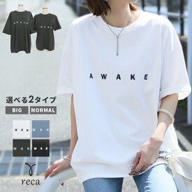 今だけ☆3960円！選べる2サイズ☆ロゴプリントオーバーサイズ半袖Tシャツ(R23132-k/R24117-k) レディース 2024年リニューアル トップス ロゴT ロゴ 半袖 ゆったり カジュアル シンプル 夏 reca レカ ネコポス発送10 s