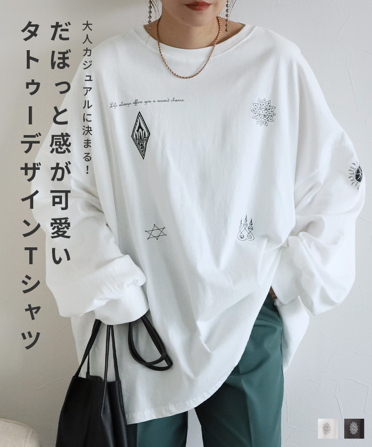 楽天市場】ビッグシルエットタトゥーデザインプリントTシャツ(R23227-k