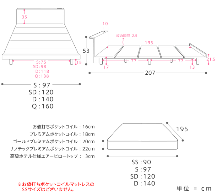 楽天市場】ヘッド付き フロアベッド PIATTO フレーム セミダブルサイズ 