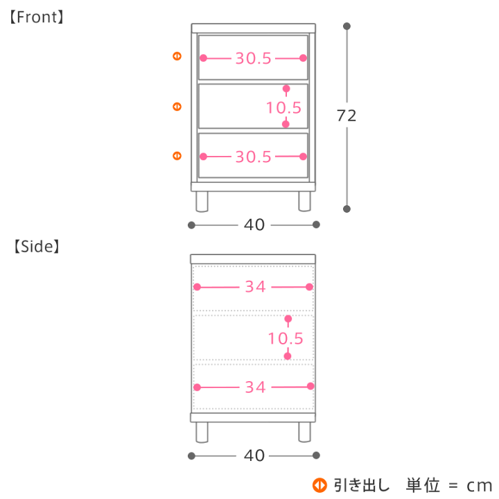 楽天市場】チェスト HAUTA 幅40 キャビネット 収納 引出し収納