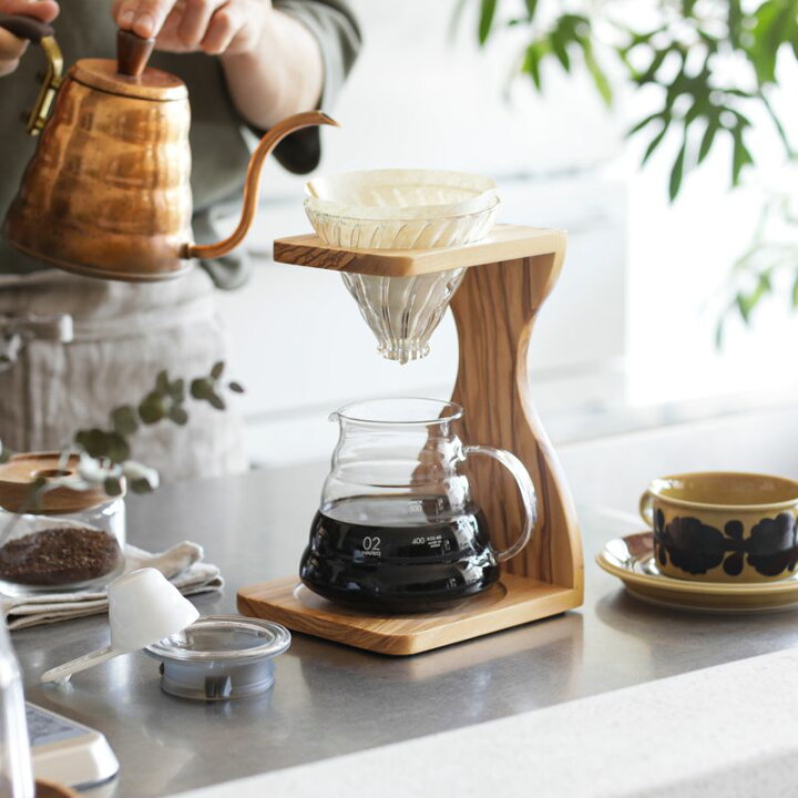 楽天市場】HARIO V60 オリーブウッドスタンドセット 4カップ 