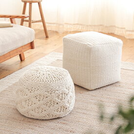 POUF form プフ フォーム ラウンド 50×35 円形 アイボリー スクエア 40×40 四角 ナチュラル 天然素材 ウール 100％ オットマン スツール インド製 おしゃれ 北欧 あす着対応