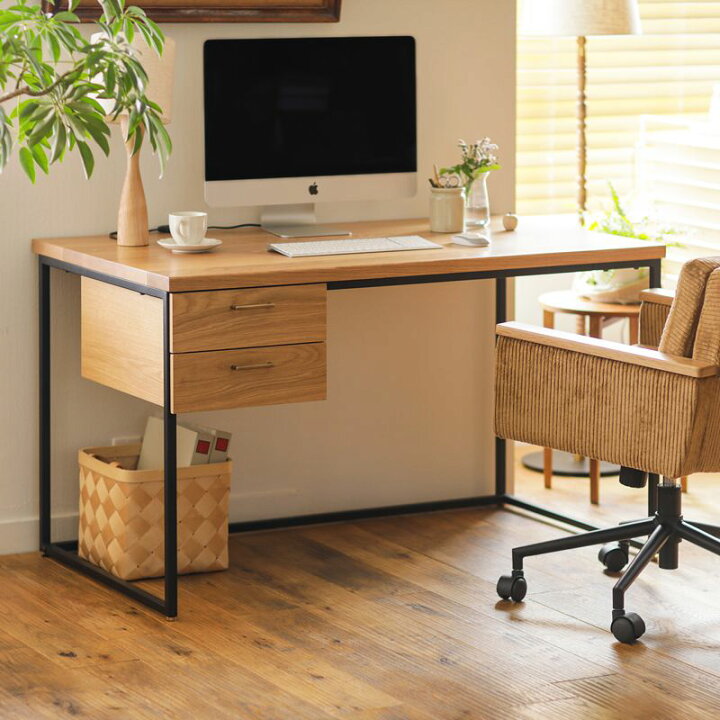 楽天市場 デスク Wiry Na オフィスデスク Pcデスク テーブル 机 アイアン 真鍮 木製 オーク 無垢 収納 ナチュラル ヴィンテージ 北欧 シンプル おしゃれ 送料無料 送料込 開梱 設置付き Recenoインテリア